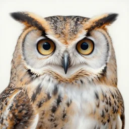 realistic full portrait beautiful painting of owl, triple eye pupil. fine art, trending on artstation, smooth draw, sharp focus, digital art, bright colors, fine draw, perfect lighting, high render, high resolution.