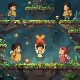 a rpg plataform game trailler, press x to jum and y to rum, studio ghibli, pixar and disney animation, sharp, rendered in unreal engine 5, highly detailed, digital painting, artstation, concept art, smooth, sharp focus, illustration, wide angle, artbook, wallpaper, splash art, promo art, dramatic lighting, art by artgerm and greg rutkowski and bo chen and jin xiaodi