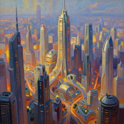 an insanely intricate detailed beautifull oil painting of a future city, unreal engine, octane render, redshift, 8 k resolution, colorfull, intense colors, intricate reflexions, soft harmonic lighting, cinematic, subsurface scattering, anti aliashing,