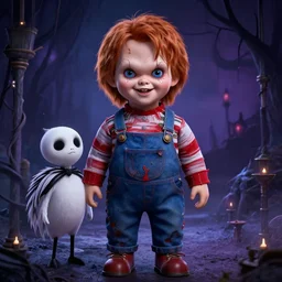 a macabre chucky by tim doyle and tim burton, from nightmare before christmas | detailed | elegant | trending on artstation