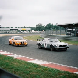 touring cars on track shot on film
