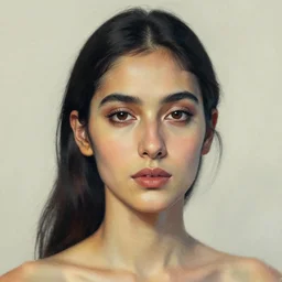 a head shot portrait of a woman by justin ridler, face in the style of irakli nadar