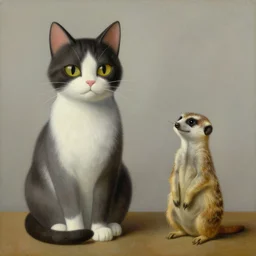 cat and meerkat. painting by rene magritte.