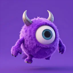 flying purple monster with 1 eye and 1 horn