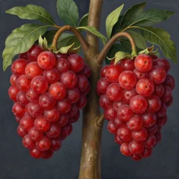 ultra detailed two halle berry shaped exactly like berries on a tree duplicate rendered by octane digital painting inspired by arcimboldo