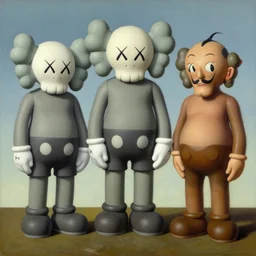 3 d shapes by kaws, james jean and salvador dali and shusei nagaoka, oil on canvas, surrealism, neoclassicism, simple, renaissance, hyper realistic, cell shaded, 8 k