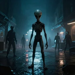 alien invasion, filmic, artificial lighting, ray tracing reflections