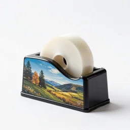 hand-painted tape dispenser, professional product shot, isolated on a pure white background, centered, entire object in frame, sharp focus, soft studio lighting