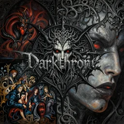 Darkthrone themed drawing of unholy darkness black metal logo concept, intricate artwork by Christophe Szpajdel, H.R. Giger, Johnatan Wayshak, Zdizslaw Beksinski, Ayami Kojima, Amano, Karol Bak, Moebius, and Mark Brooks, Neo-Gothic, gothic, rich deep colors, art by Takato Yamamoto, masterpiece, face by Artgerm, very coherent artwork, cinematic, hyper realism, high detail, octane render, unreal engine, 8k, High contrast, golden ratio, trending on cgsociety