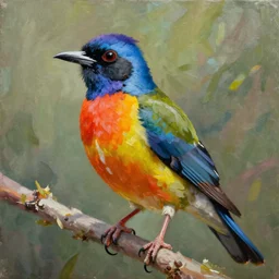 a very colorful cuckoo, oil on canvas, trending on artstation, cinematic lighting, vibrant colors, hd