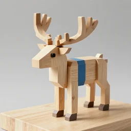 detailed swedish reindeer made from lowpoly boxes wood