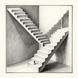 impossible staircase to infinity, pencil sketch by m. c. escher