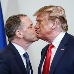 olaf scholz kissing donald trump. high quality 8 k resolution