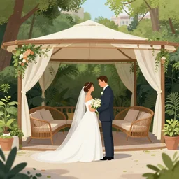 car patio married couple urban forest area