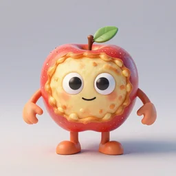 an alive apple fritter with eyes and arms and legs, 3d model, octane, realistic lighting, dynamic shadows