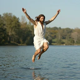 jesus jumping on water