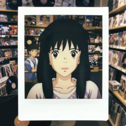 a film still polaroid portrait of a 1 9 8 0's disney girl at a vinyl store, finely detailed features, closeup at the faces, perfect art, busy city, gapmoe yandere grimdark, trending on pixiv fanbox, painted by ilya kushinov makoto shinkai takashi takeuchi studio ghibli, akihiko yoshida, sachin teng, huang guangjian, artstation