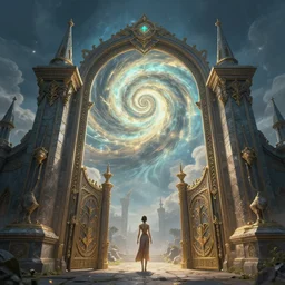 the gate to the eternal kingdom of swirl, fantasy, digital art, hd, detailed.