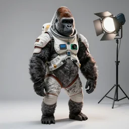 studio photo still 8 2 9 4 of a full body gorilla in a space suit, 8 k, studio lighting, key light from right side