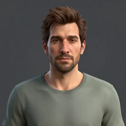 a portrait of a man staring at the camera rendered as image normals, normal map, video game render