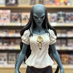 figurine of cthulu wearing an elegant summer blouse, personification, official store photo, commercial photo, featured on amiami, lovecraftian, cosmic horror, 8 k, 8 5 mm, beautiful composition