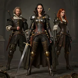 highly detailed steampunk gal gadot standing, cape, sword : leonardo da vinci, greg rutkowski, magali villeneuve