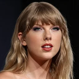 a front - faced clear close - up studio portrait of taylor swift looking at 1 1 o'clock direction, dramatic cinematic lighting, trending on artstation, fine details, 8 k, highly detailed, beautifully composed