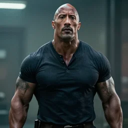 Dwayne Johnson in a horror film 4k quality super realistic