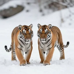 tiger cubs playing in the snow