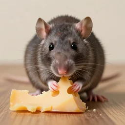 stupid rat gorges itself out on cheese.