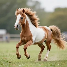 wide angle full body action shot of a hybrid my little pony appaloosa horse, an appaloosa hybrid a mane and tail instead like my little pony, professional, high quality, 4 k, dof, bokeh, action, photorealistic, digital art