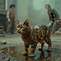 the loud cat, made of oil and water, film still from the movie directed by denis villeneuve and david cronenberg with art direction by h. r. giger and bernie wrightson