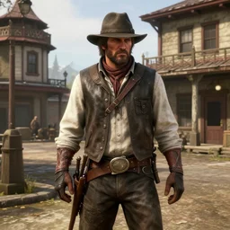 arthur from rdr 2 in toliatty center photorealism