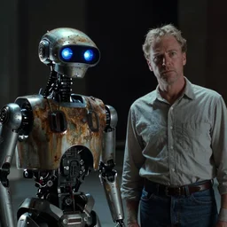 movie still, 1 9 8 0 s, androids, hyperdetailed, by ridley scott and john carpenter, blue leds