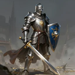 fantasy knight, digital art, wallpaper, sword, fantasy, armor, man, knight, artwork, shield, warrior, fantasy art, knight, desktop wallpaper, weapon, battle