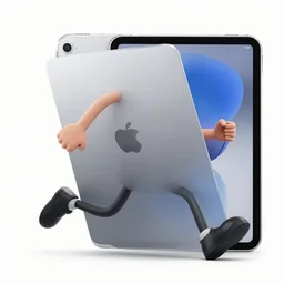 a painting of a ipad pro with arms and legs that is running out of the nyc subway on a monday morning, subway ants painted in the style of chuck close