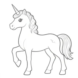 clean simple line art of a beautiful elegant unicorn. no background. well composed, clean coloring book page. coloring book line art by artgerm and greg rutkowski and johanna basford and alphonse mucha
