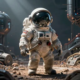 anthropomorphic cosmonaut, dystopian art, artstation, photorealistic rendering, concept art