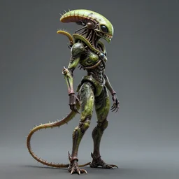 skin concept venus flytrap, full length profile portrait, alien, biopunk, plant predator, predator, teeth, many details, guyver style, 3 d, cinematic, hyper realism, high detail, octane render, art by hans giger