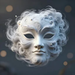 an elaborate intricate mask made of wind caught is a cloud vortex, rendered in octane, behance hd, bokeh backdrop