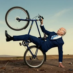 a Bike falling off of Joe Biden in the style of salvador dalí