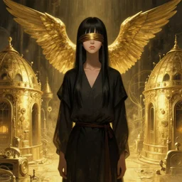 eyeless watcher, dutiful return, golden age seraph bunkers, art by Mœbius and Esao Andrews, high detail, cinematic, cgsociety 8k