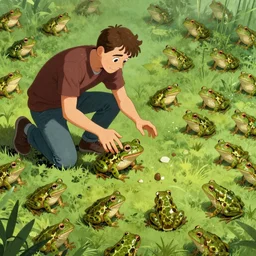 Alex Jones killing thousands of frogs. illustration concept art in the style of Arthur Adams