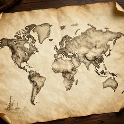 ink map of a fantasy world on parchment paper, highly detailed, fantasy art