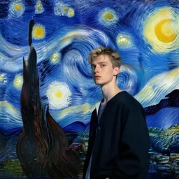 gigachad in the style of starry night