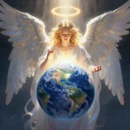 an angel of light protecting planet earth, high detail digital painting trending on art station