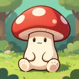a cartoonish mushroom character sitting in the style of BFDI