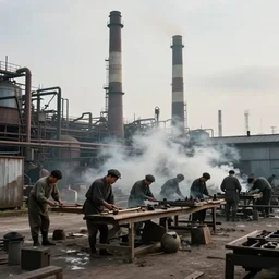 industrial revolution, mill workers, smoke