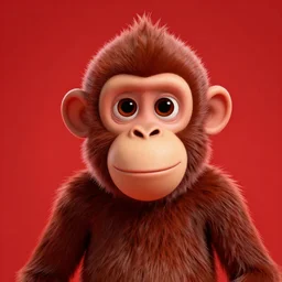 portrait pixar monkey red background digital art