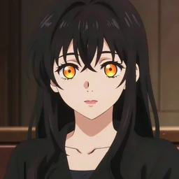 anime portrait of a beautiful woman, yellow - orange eyes, ilya kuvshinov, black clothing, anime, pixiv top monthly, trending on artstation, cinematic, danbooru, zerochan art, kyoto animation